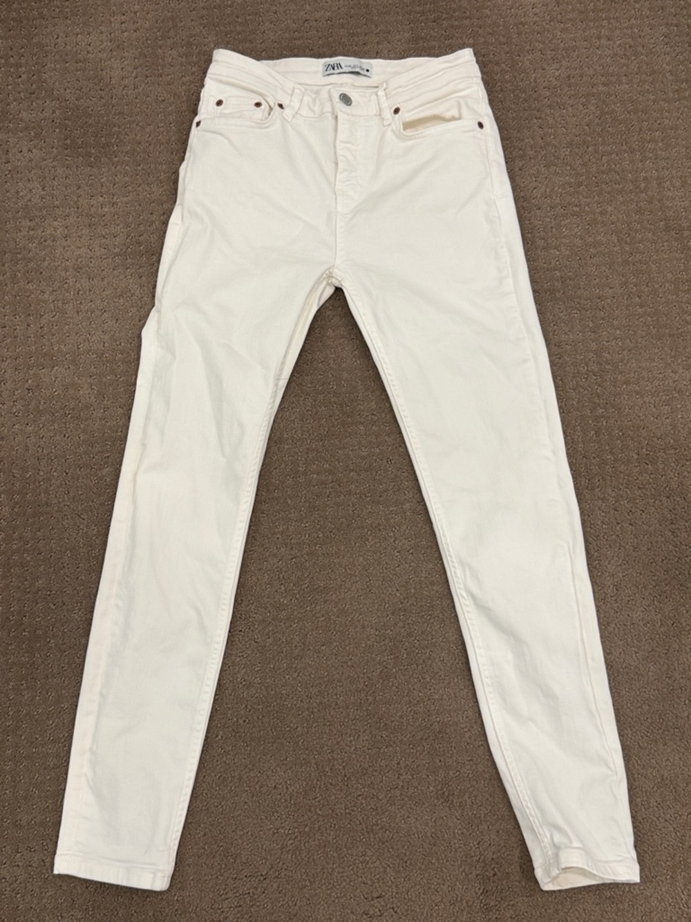 Zara Cream High-Waist Skinny Jeans